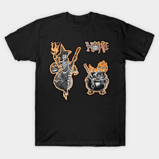 Halloween Grey Spider Witch & Cauldron Pack T-Shirt